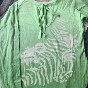 NWOT Rip Curl The Search Lime Green Womens Long Sleeve TShirt Size L